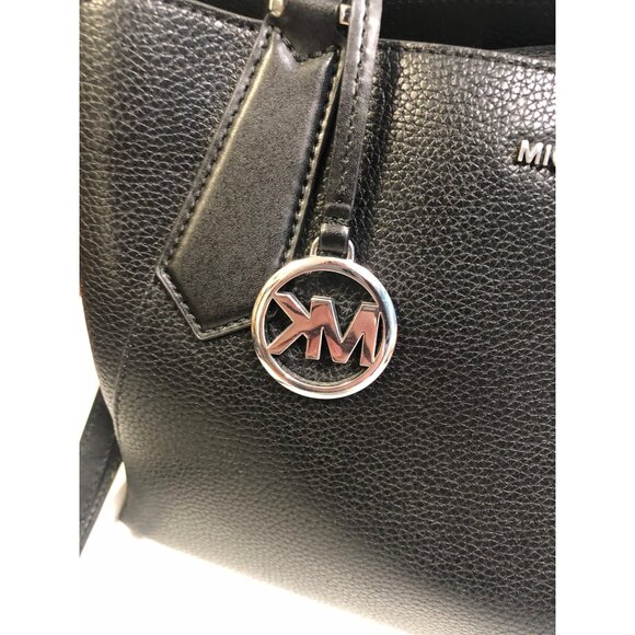 Michael Kors Kimberly Satchel Black Pebbled Leather Purse - Picture 15 of 16